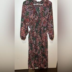 Zara Multicolor Floral Boho Long Puff Sleeve Jumpsuit XS